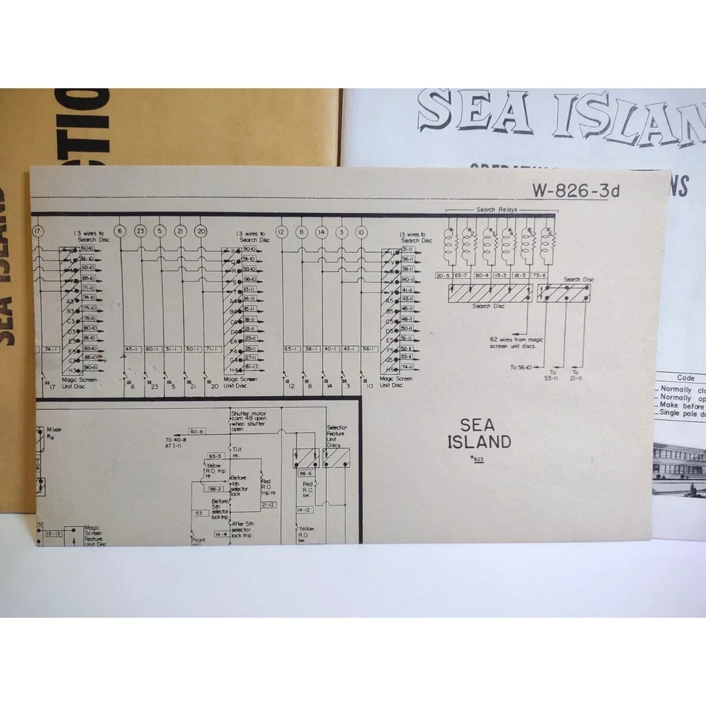 Sea Island Bingo Pinball Game Manual Schematic Magic Screen Paperwork Lot Bally